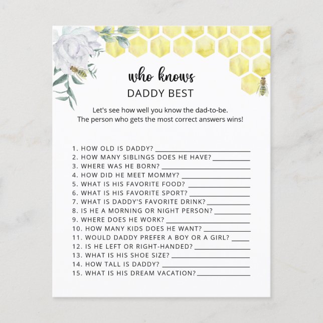 Bee floral Who knows DADDY best (Front)