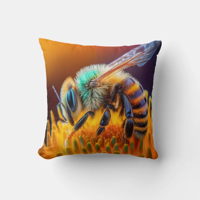 Bee Flower Calm Tranquil Nature Peaceful Season  Cushion (Front)