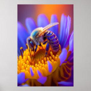 Bee Flower Calm Tranquil Nature Peaceful Season Poster