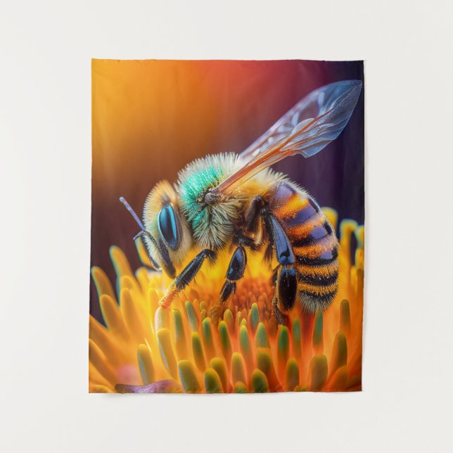Bee Flower Calm Tranquil Nature Peaceful Season  Tapestry (Front)