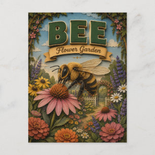 Bee Flower Garden POPCUT Postcard