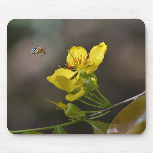 bee, flower mouse pad (Front)