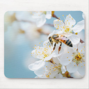 Bee Flower Nature Serene Tranquil Peace Mouse Pad