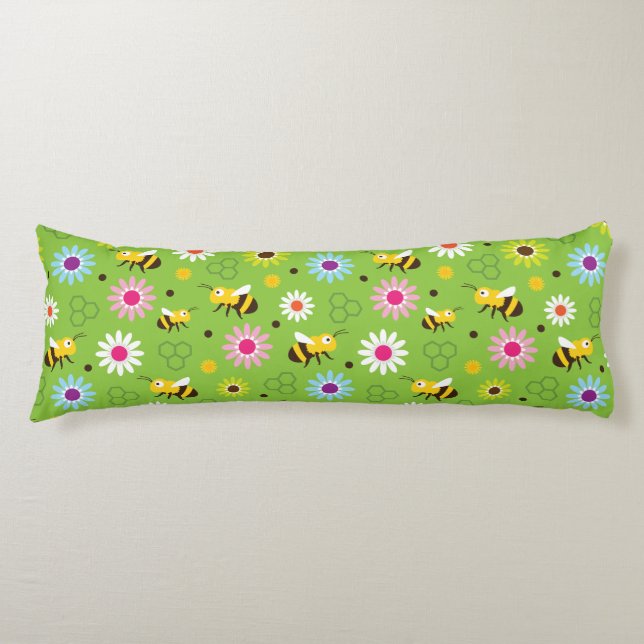 Bee & Flowers Body Cushion (Front)