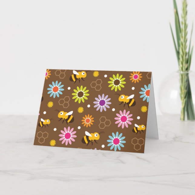 Bee & Flowers Card (Front)