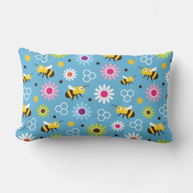 Bee & Flowers Lumbar Cushion (Front)