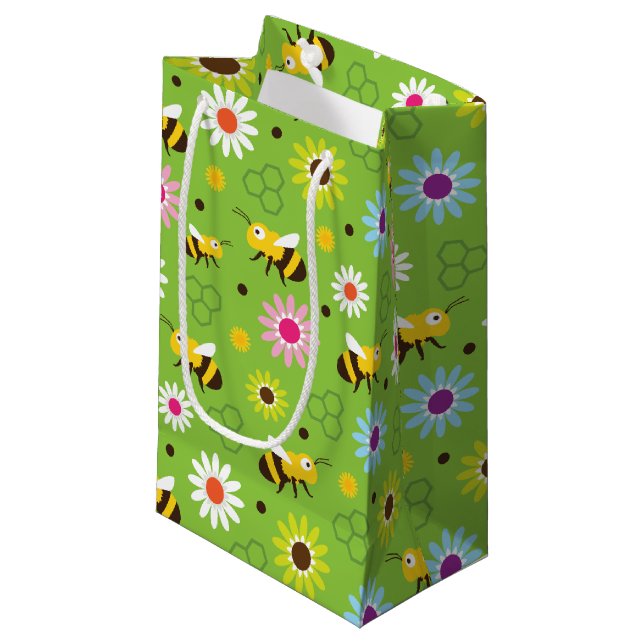 Bee & Flowers Small Gift Bag (Front Angled)