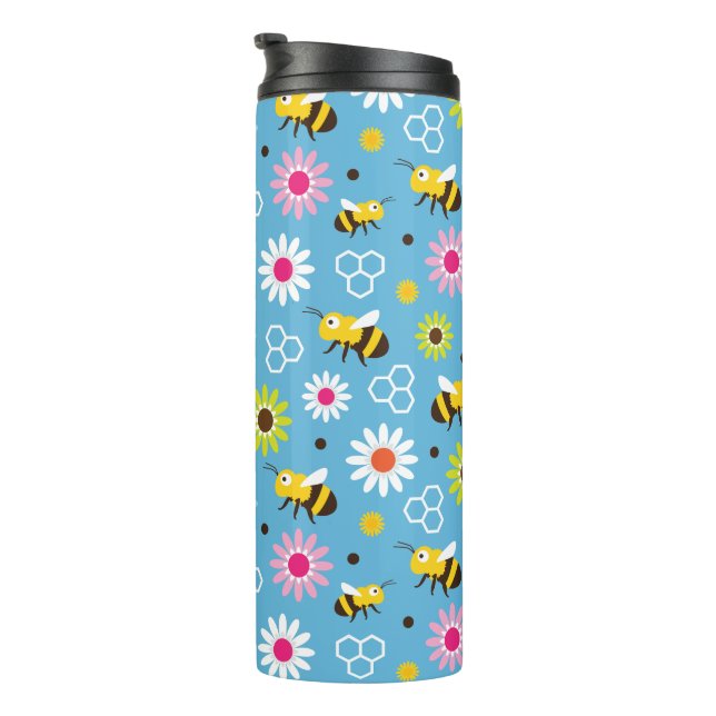 Bee & Flowers Thermal Tumbler (Rotated Right)
