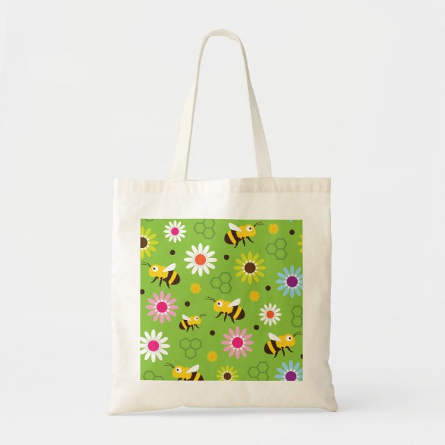 Bee & Flowers Tote Bag (Front)