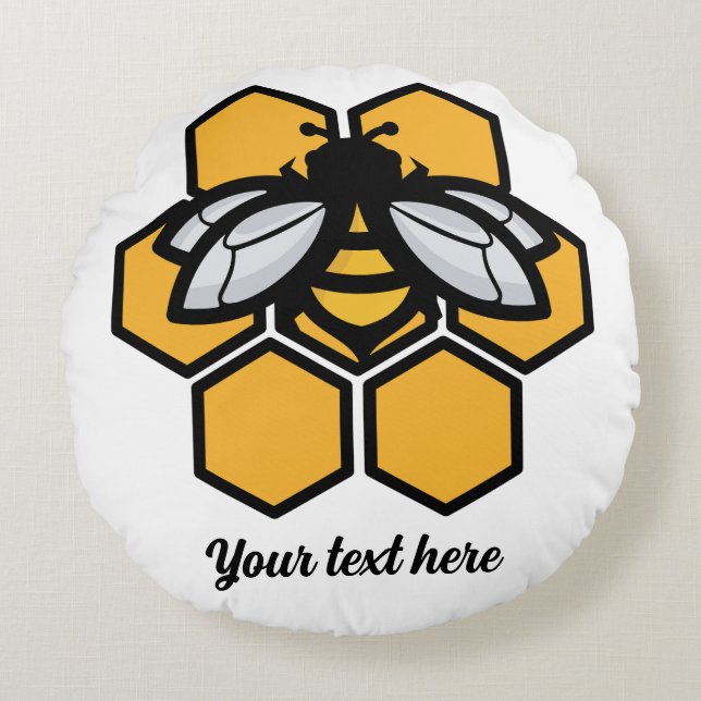 bee fly away round cushion (Front)