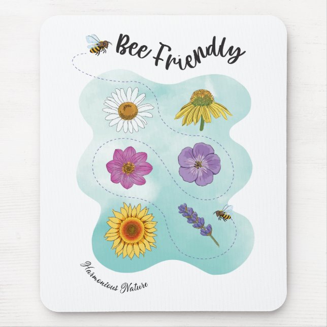 Bee friendly - Harmonious Nature Mouse Pad (Front)