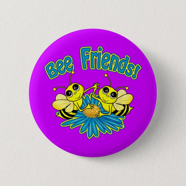 Bee Friends 6 Cm Round Badge (Front)