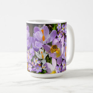 Bee Gathering Nectar from Crocus flowers Coffee Mug