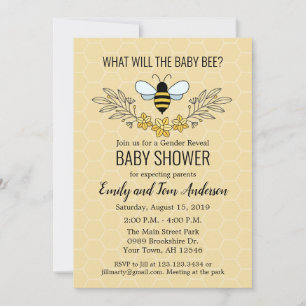 Bee Gender Reveal Baby Shower Invitation