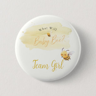 Bee Gender Reveal Button Team Girl
