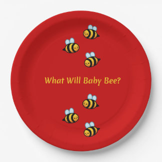 Bee Gender Reveal Party Paper Plate