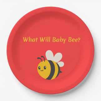 Bee Gender Reveal Party Paper Plate