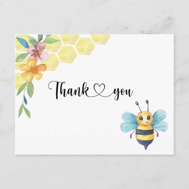 Bee gender reveal thank you card (Front)