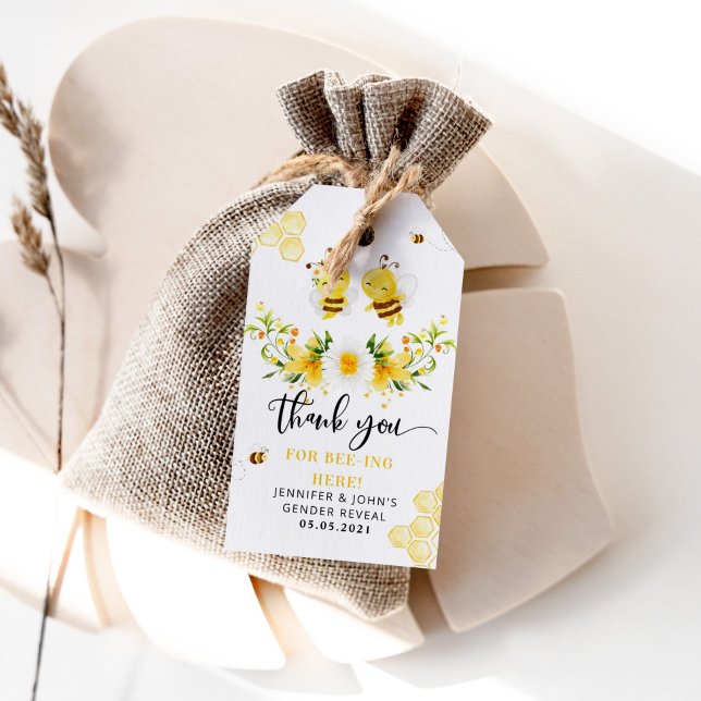 Bee gender reveal thank you tag (Creator Uploaded)