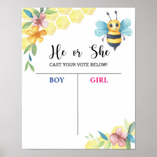 Bee Gender Reveal Voting Board Poster