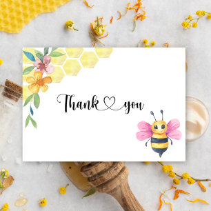 Bee girl baby shower thank you card