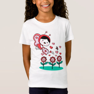 Bee Girl Flying Flower Love Garden T-Shirt
