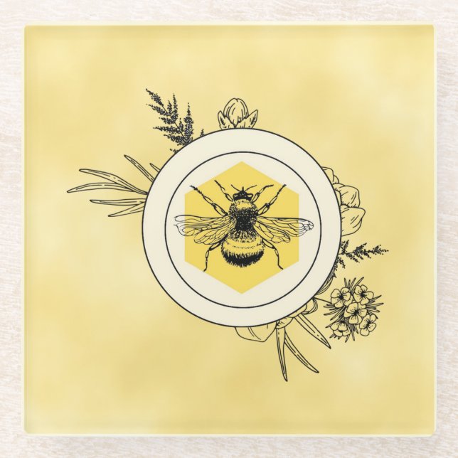 Bee Glass Coaster (Front)