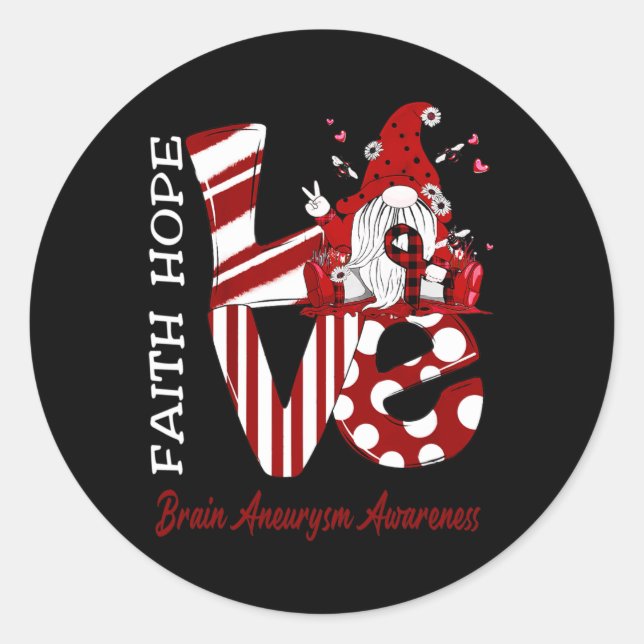 Bee Gnome Love Brain Aneurysm Awareness  Classic Round Sticker (Front)