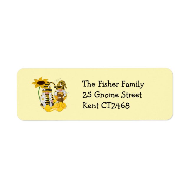 Bee Gnome Sunflower Return Address Labels (Front)
