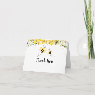 Bee Gold Floral Baby Shower Thank You Card