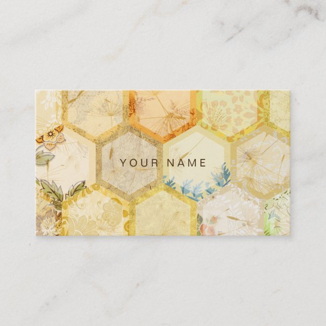 Bee Gold Honeycomb Sweet Vip Business Card (Front)