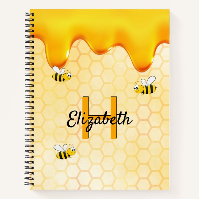 Bee golden honeycomb honey dripping notebook (Front)