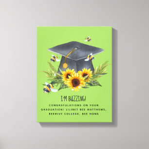 BEE Graduation Gift - Fun Im Buzzing Personalised Canvas Print
