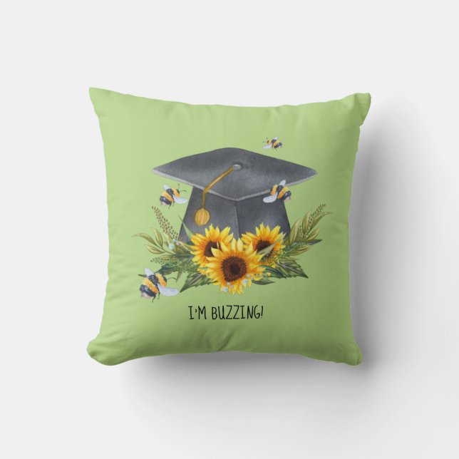 BEE Graduation Gift - Fun Im Buzzing Personalised Cushion (Front)