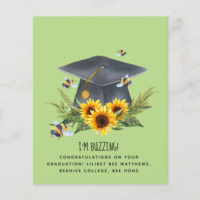 BEE Graduation Gift - Fun Im Buzzing Personalised Flyer (Front)