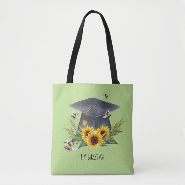 BEE Graduation Gift - Fun Im Buzzing Personalised Tote Bag (Front)