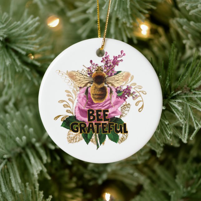 Bee Grateful Ceramic Tree Decoration (Tree)
