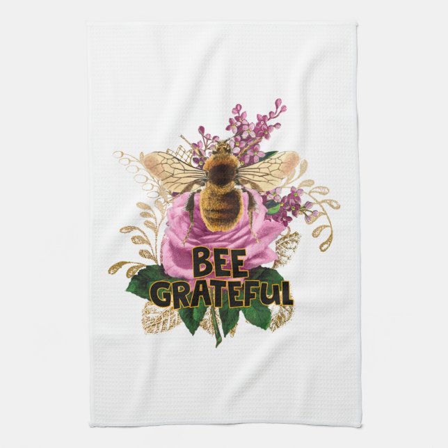 Bee Grateful Tea Towel (Vertical)