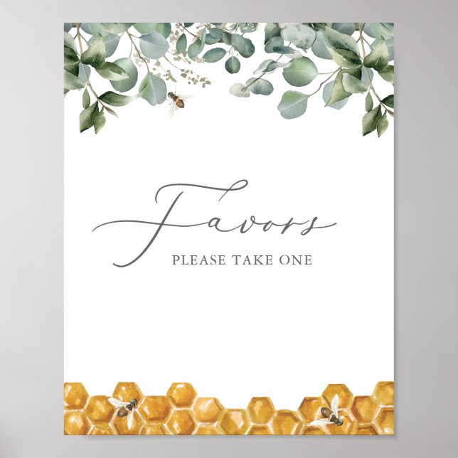Bee Greenery Baby Shower Favours Sign (Front)