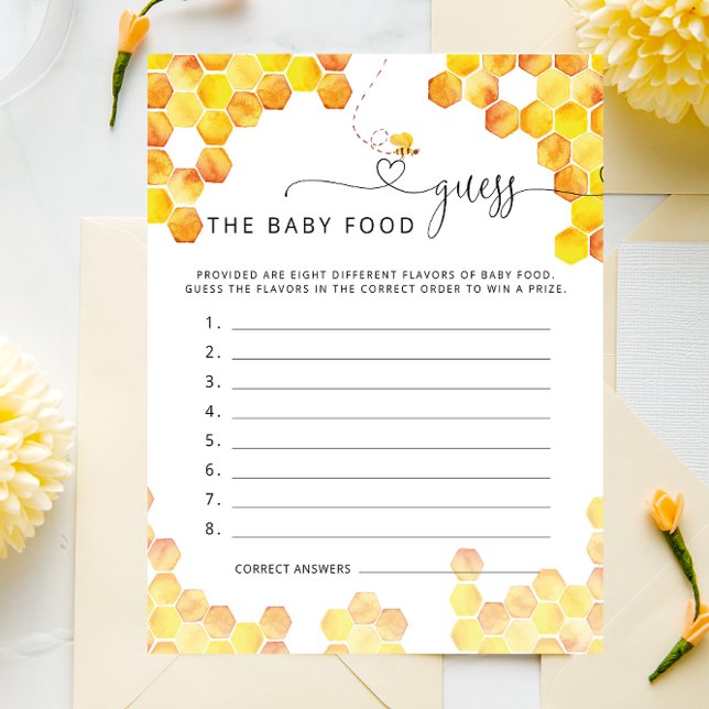 Bee Guess The Baby Food Game Card (Creator Uploaded)