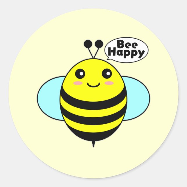 Bee Happy 1 Classic Round Sticker (Front)