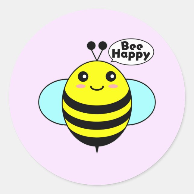 Bee Happy 2 Classic Round Sticker (Front)