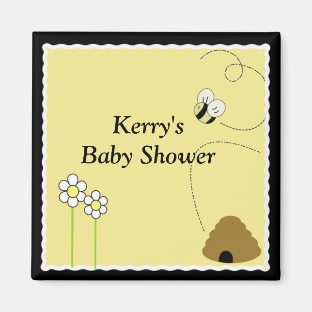 BEE HAPPY Baby Shower Favour Magnet (Front)