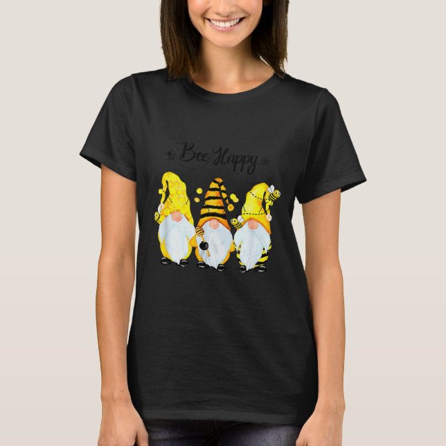 Bee Happy Bee Gnome Spring  T-Shirt (Front)