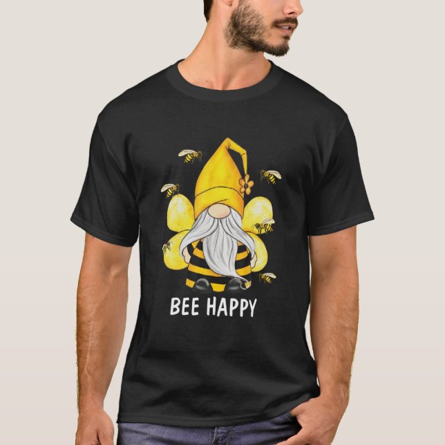 Bee Happy Bee Gnome Spring T-Shirt (Front)
