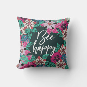 Bee Happy Blossoms Floral Art Cushion