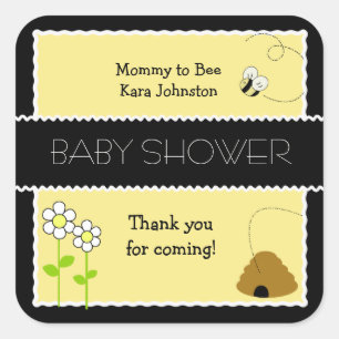Bee Happy Bumble Bee #2 SQUARE Favour Sticker
