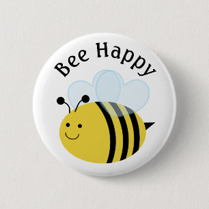 Bee Happy Bumblebee 6 Cm Round Badge