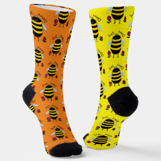 Bee Happy Cartoon Bee Socks