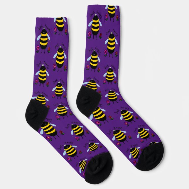 Bee Happy Cartoon Bee Socks (Right)